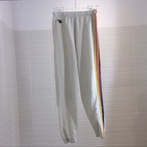 Aviator Nation 5 Stripe Sweatpants - Vintage White